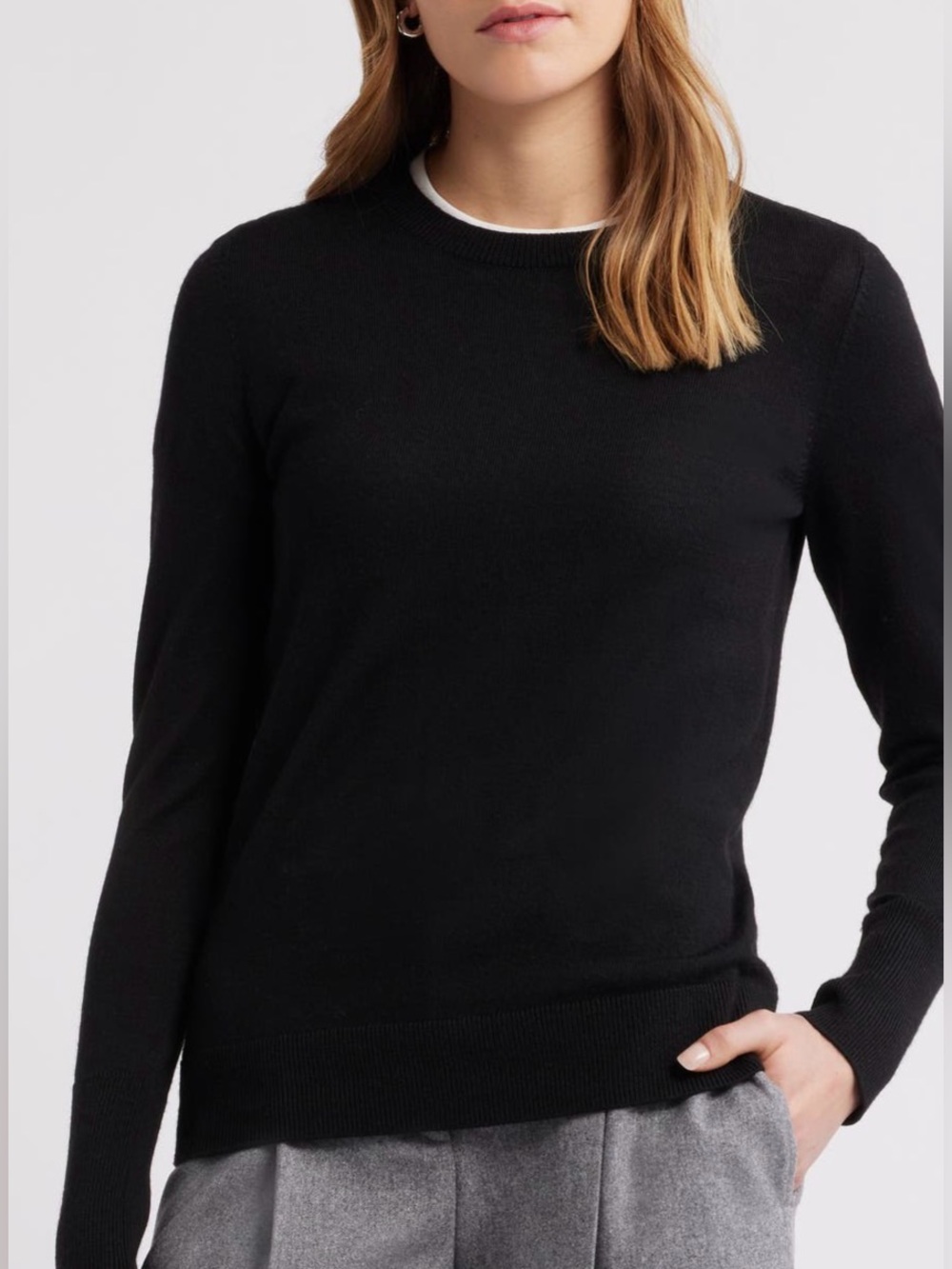 NWOT Caslon Black Crewneck 100% Cashmere Sweater XL